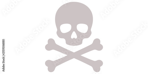 фотографія Minimalist white skull and crossbones icon representing danger and hazard warning sign