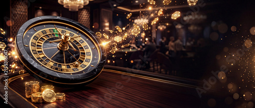 Luxury VIP casino spin to win roulette wheel wide banner