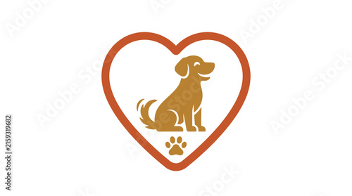 Konstfotografi Dog icon inside a heart with a paw print vector logo design representing pet lov