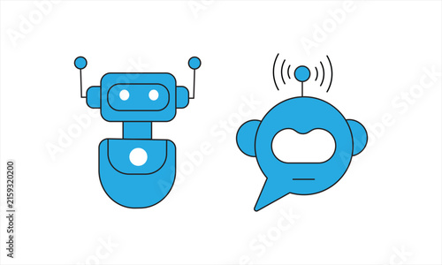 modern AI chatbot and robot assistance flat vector icon collection