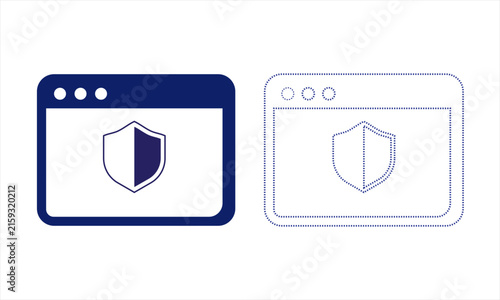 secure browser window icon set-website security, cybersecurity, privacy vector collection