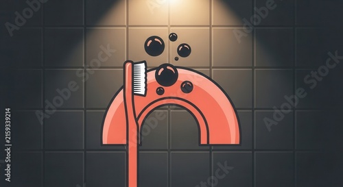 Simple Bathroom Hygiene Illustration With Toothbrush And Bubbles