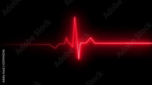 Neon electrocardiogram line on black background with flatline heart rate pulse.ECG monitor beating heart with a neon electrocardiogram overlay, featuring dynamic HUD elements.Abstract neon heartbeat