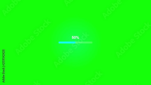 Digital loading bar with percentage counter on a chroma key green background