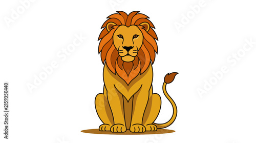 Majestic lion sitting confidently front facing