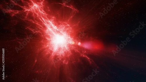 Intense Red Energy Explosion Filling Deep Space 4K