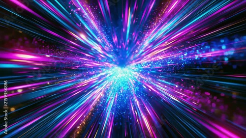 Neon Purple and Cyan Light Speed Tunnel Loop 4K