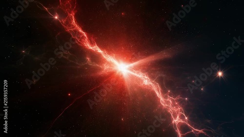 Red Plasma Star with Electric Filaments in Space 4K