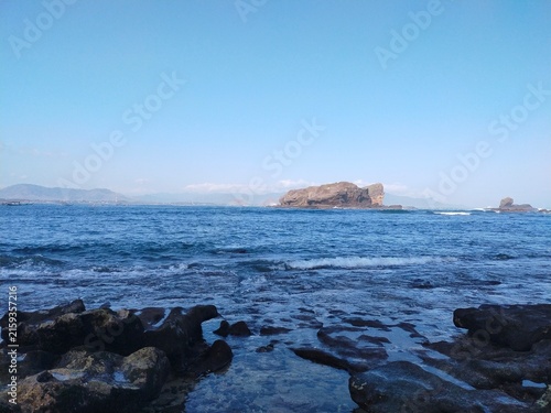 Beautiful Coastal Landscape with Ocean Waves and Rocks