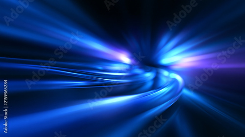Futuristic Glowing Blue Fiber Optic Light Trails Background