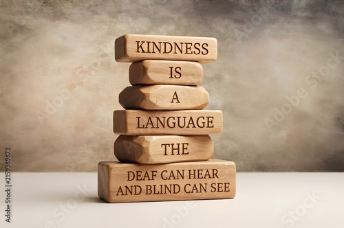 Inspirational self motivation quote blocks wood stack background