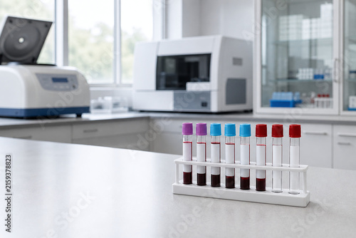 Test Tubes with Blood Samples in Laboratory Environment