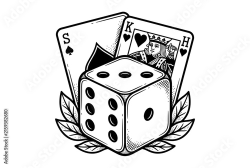 Gambling Dice and Playing Cards Illustration