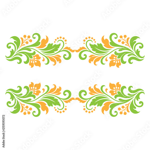 Elegant Floral Swirls with Flowers and Leaves - Decorative Elements