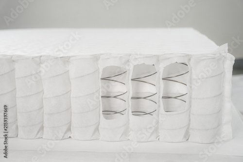 Фотография Barrel pocketed spring coil system cross section, individual encased pocket spri