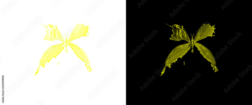 Obraz premium Neon green ink splash on white and black background, vibrant liquid paint splatter, abstract toxic chemical spill effect