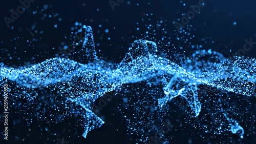 Abstract Blue Digital Particle Waves Motion Background Loop