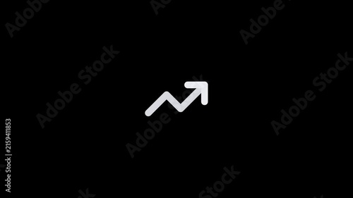 Minimalist white line graph icon showing upward growth trend on a black background.