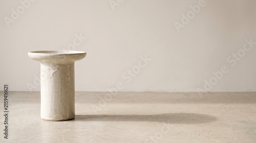 Minimal Matte Ceramic Pedestal with Long Natural Shadow