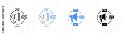 Integrated Campaign for Brand Reach and Media Promotion Vector llustration Icon Pack