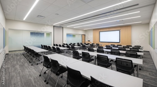 Modern Medical Training Classroom With Presentation Screen