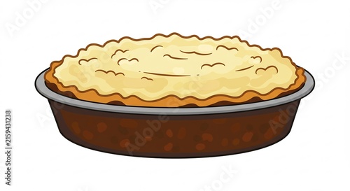 Savory Pie Illustration: A tempting illustration of a delicious pie, with a golden-brown crust and a fluffy, creamy filling, ready to be served.