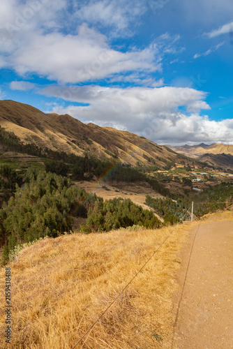 Fotografie rainbow at ceremonial temple in Cusco