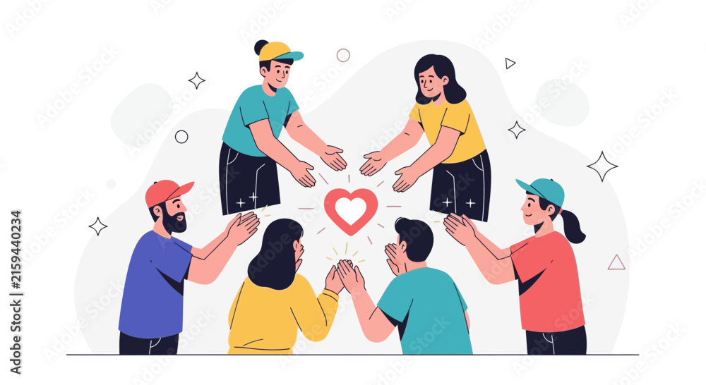 Fototapeta premium Diverse group of people united by love and support, sharing positive energy and compassion