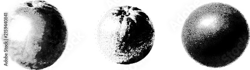 Set of Halftone Orange Fruit Vector Graphics with Retro Stipple and Dither Effects