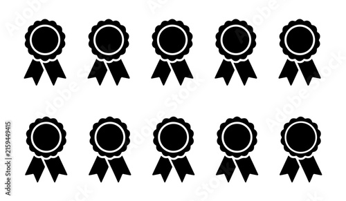 Bild auf Leinwand Set of 10 black award badge medallions with ribbons design elements for achievement and quality recognition