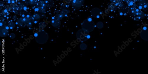 Bild auf Leinwand Abstract blue bokeh lights on black background for digital graphic design and te