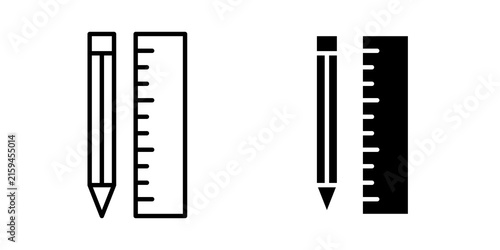 Pencil and ruler icon flat illustrations collection. EPS10