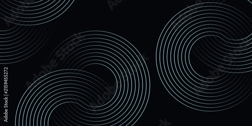 Blue abstract background with glowing circles. Swirl circular lines pattern. Geometric spiral. Twirl element. Modern graphic design. Futuristic technology concept.