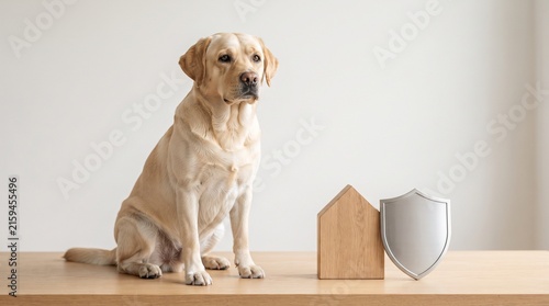 Healthy Dog with Protection Concept for Pet Insurance and Responsible Ownership