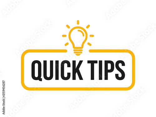 Quick tips icon with light bulb symbol, vector illustration isolated on white background