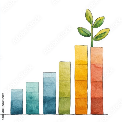 Growth chart with plant sprout