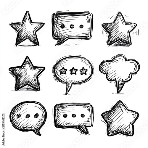 Stars and speech bubbles sketch