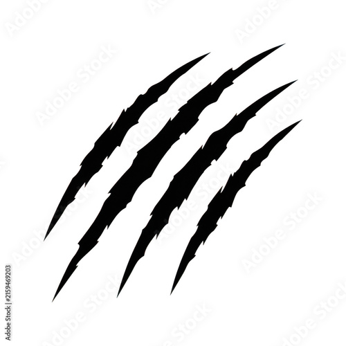 Black claw marks scratch icon isolated on a white background