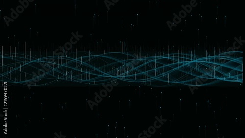 Abstract digital with glowing blue geometric lines and dots on dark background abstract digital glowing blue