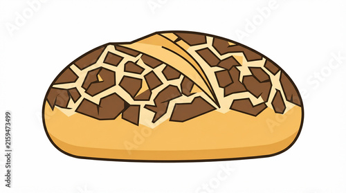 Vector illustration of a delicious tiger bread loaf with its distinctive cracked crust pattern isolated on white