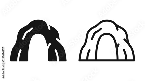 Natural cave arch or rock formation icon vector set with formation, mountain
