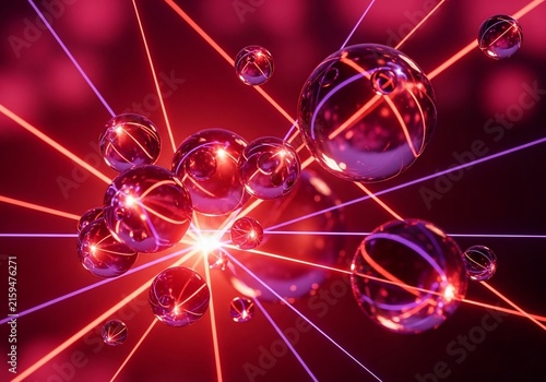 Crimson Orbs and Neon Threads: A Luminous Dance