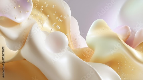 Abstract fluid shapes with soft colors and smooth textures, creating a serene visual background for artistic designs