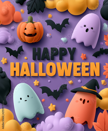 Happy Halloween Festive Greeting Text with Halloween Design