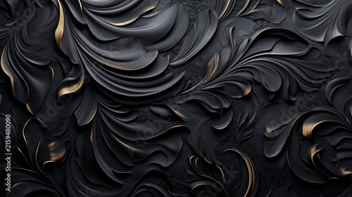 Luxury Black and Gold Floral Ornament Pattern Background