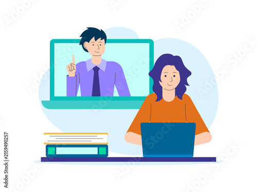фотографія A distance learning course or online tutoring program where students attend interactive virtual classes from home
