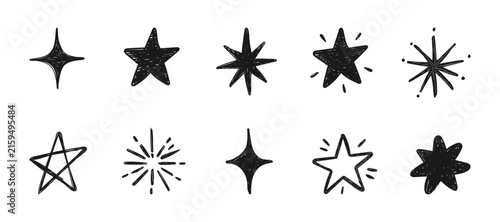 Hand drawn star doodles and sketchy sparkle shapes. Pencil line, burst stars, and cute hand-drawn elements bring a playful texture to every design.