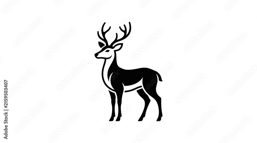 Fototapeta premium Minimalist Black and White Deer Logo Illustration