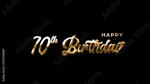 Happy 70th Birthday Gold animated lettering. Elegant golden text for milestone celebrations, luxury events, and premium greetings.