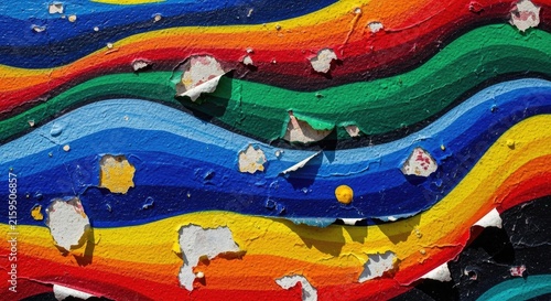 Vibrant colorful wavy abstract art design.